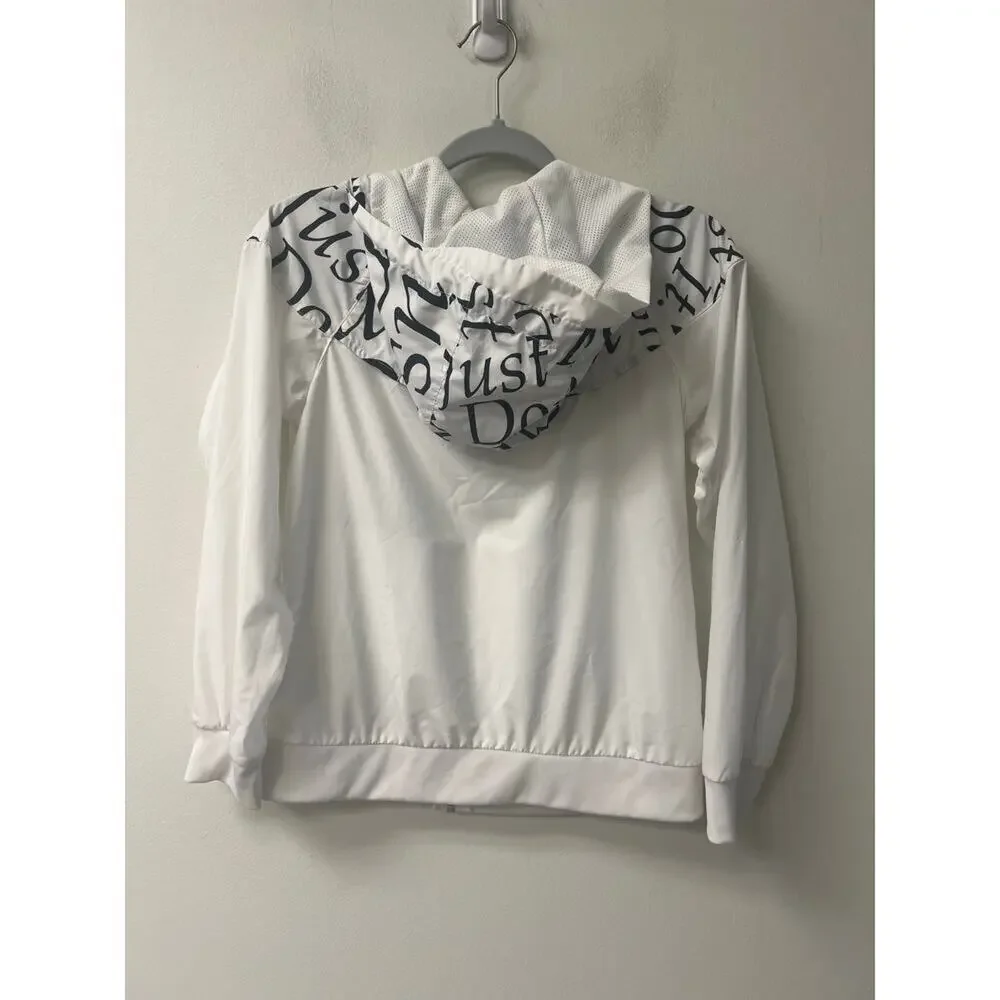 Nike Boys White and Black Windbreaker Size Large